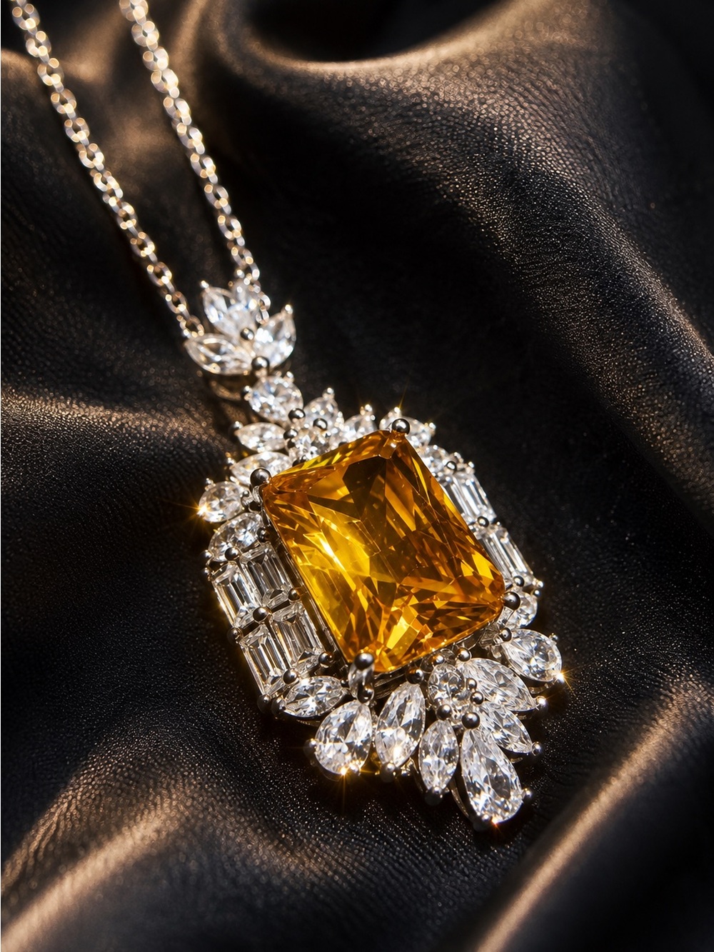 Golden Citrine-Style Crystal Pendant Necklace - Picture 4 of 11